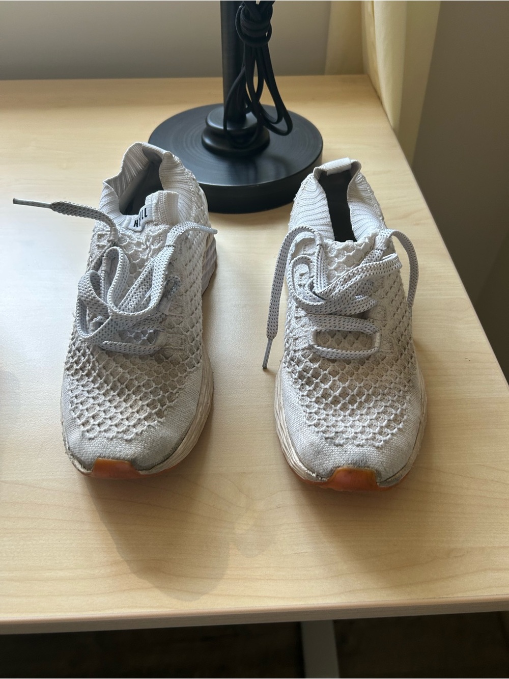 NOBULL Knit Athletic Sneakers in Light Gray with Orange Accents